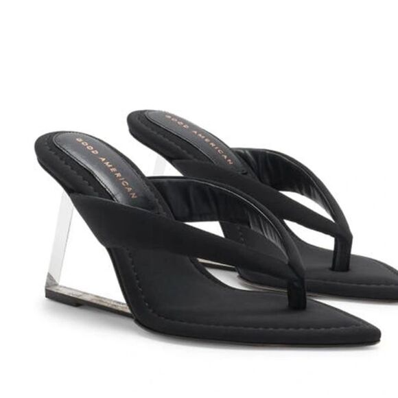 Good American Shoes - NEW GOOD AMERICAN Wedge Sandal In Black Neoprene GA007N-E